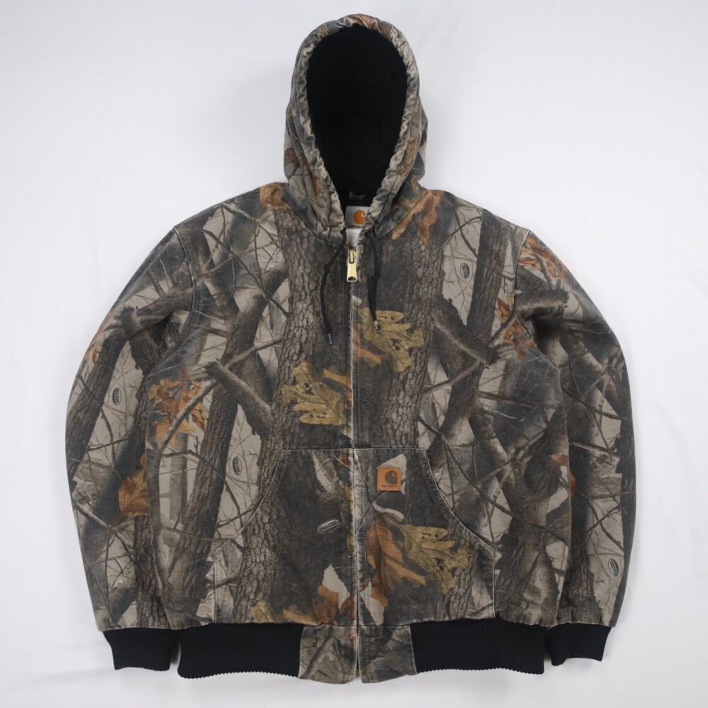 Vintage Carhartt J143 CMO Realtree Camo Hunting Hooded Jacket Size Medium